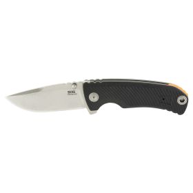 SOG, Tellus ATK Knife, 3.5", Black & Silver w/Orange Accent