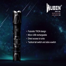 Wayben i332 can charge LED flashlight, aircraft aluminum alloy body, CREE XPL-V5 LED life is 100,000 hours, suitable for emergency situations, outdoor